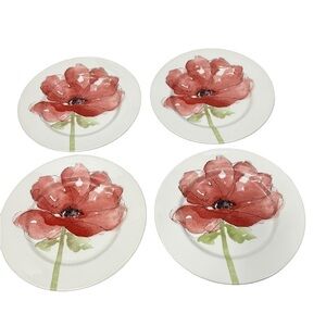 4 Royal Stafford RED POPPY 11” dinner Plates